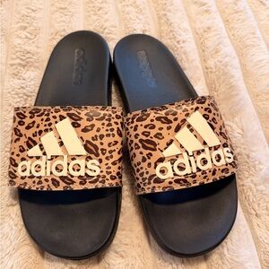 Adidas Animal Print Slides with Black Base